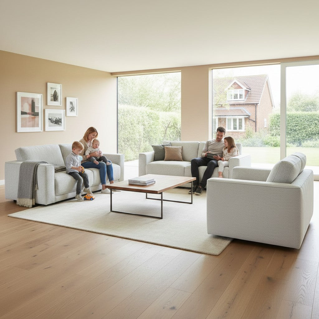 Marlow Beige Fabric 3+2+1 Sofa Suite