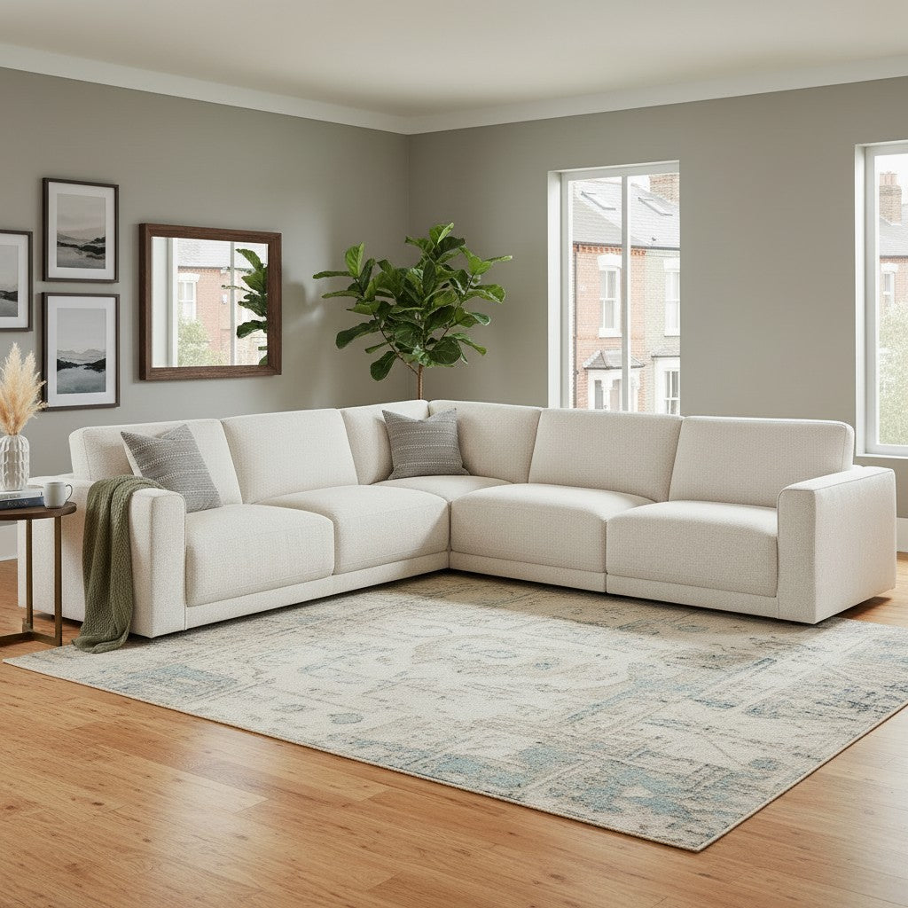 Marlow Beige Fabric Large Corner Sofa