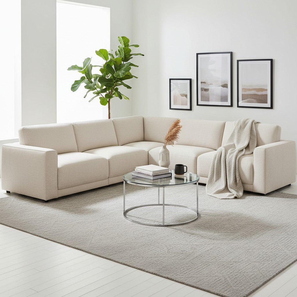 Marlow Beige Fabric Large Corner Sofa