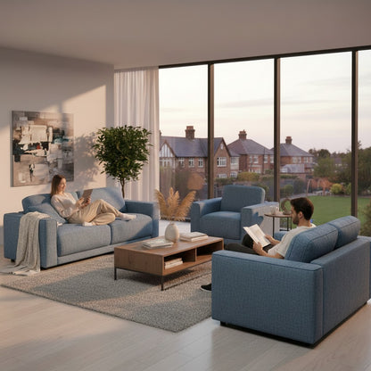 Marlow Grey Fabric 3+2+1 Sofa Suite