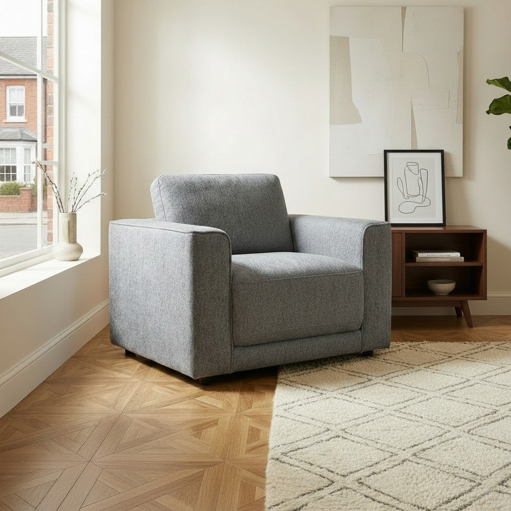Marlow Grey Fabric Armchair