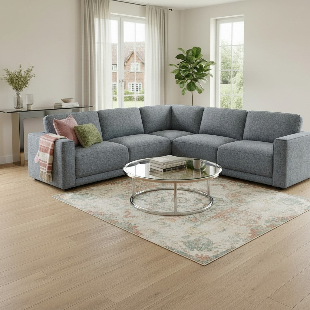 Marlow Grey Fabric L-Shape Large Corner Sofa