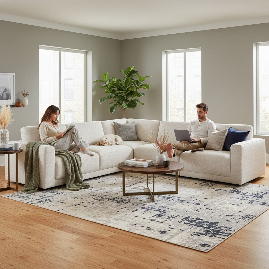 Marlow Beige Fabric Large Corner Sofa