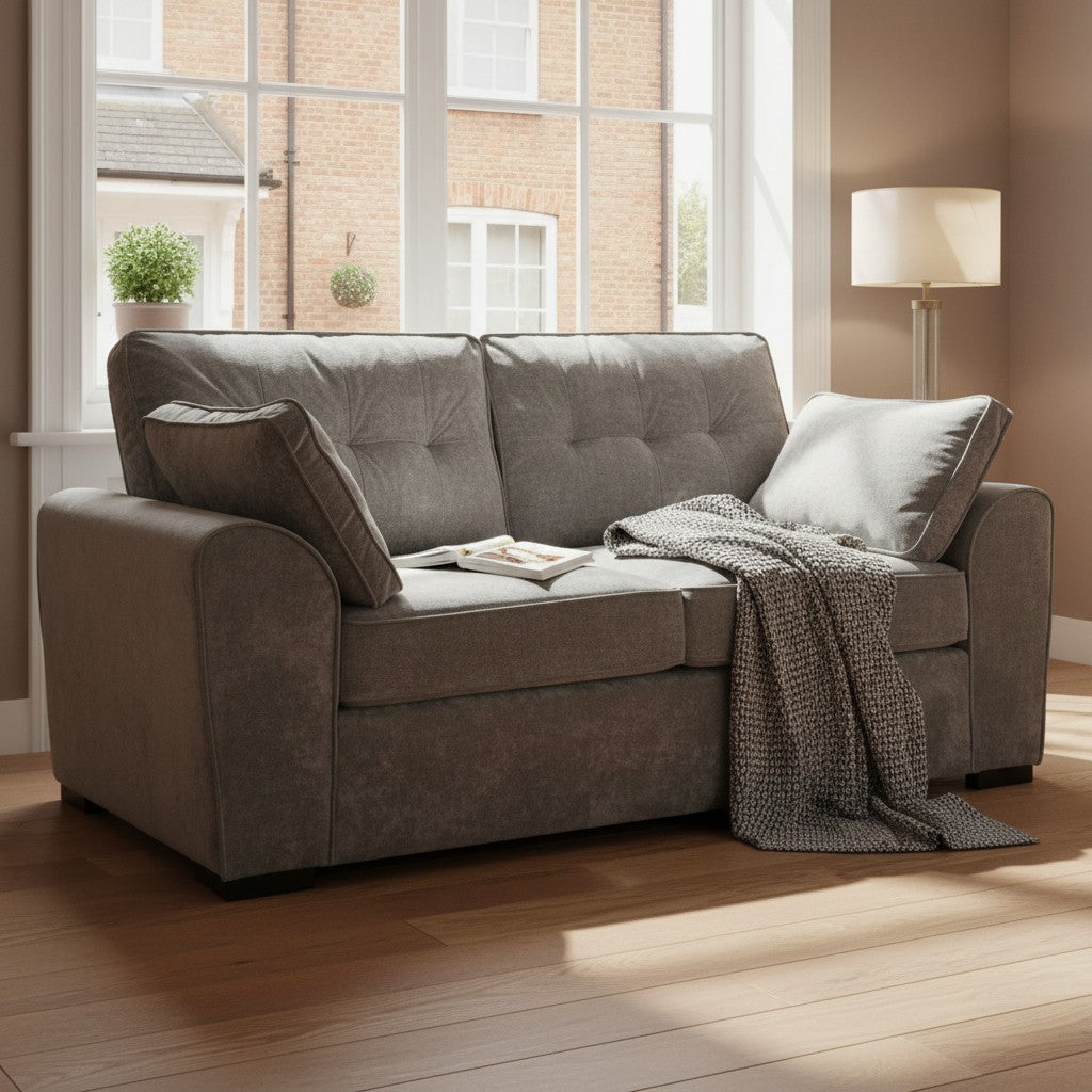 Maxwell Grey Fabric 3 Seater Sofa