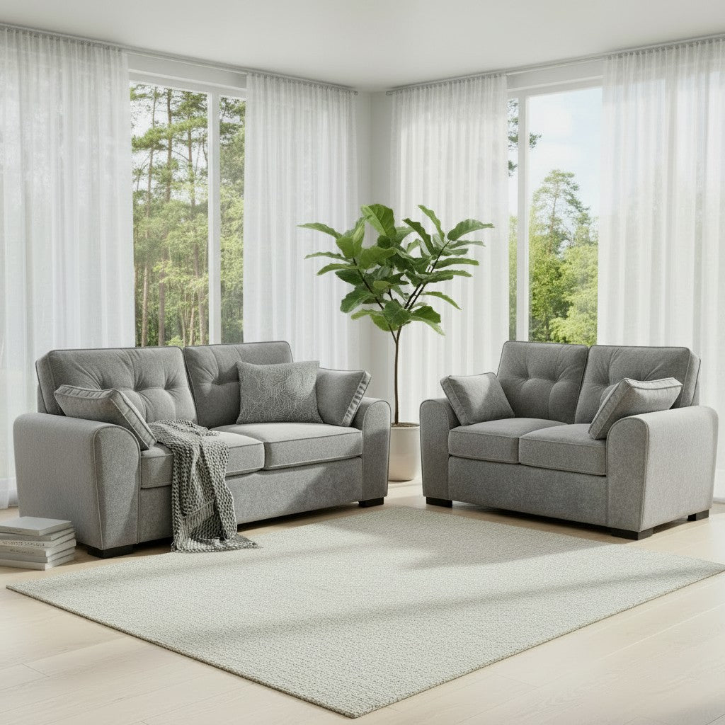 Maxwell Grey Fabric 3+2 Sofa Suite