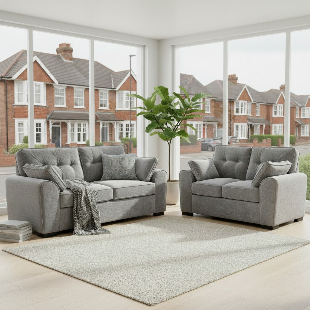Maxwell Grey Fabric 3+2 Sofa Suite