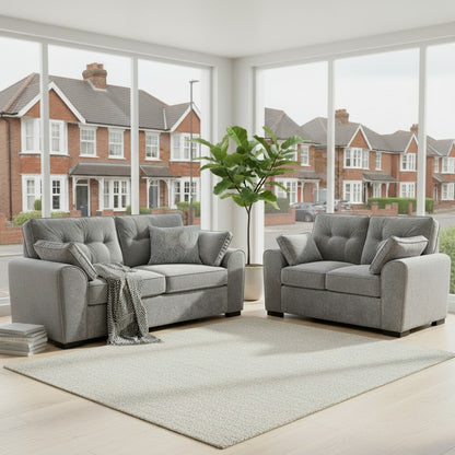 Maxwell Grey Fabric 3+2 Sofa Suite