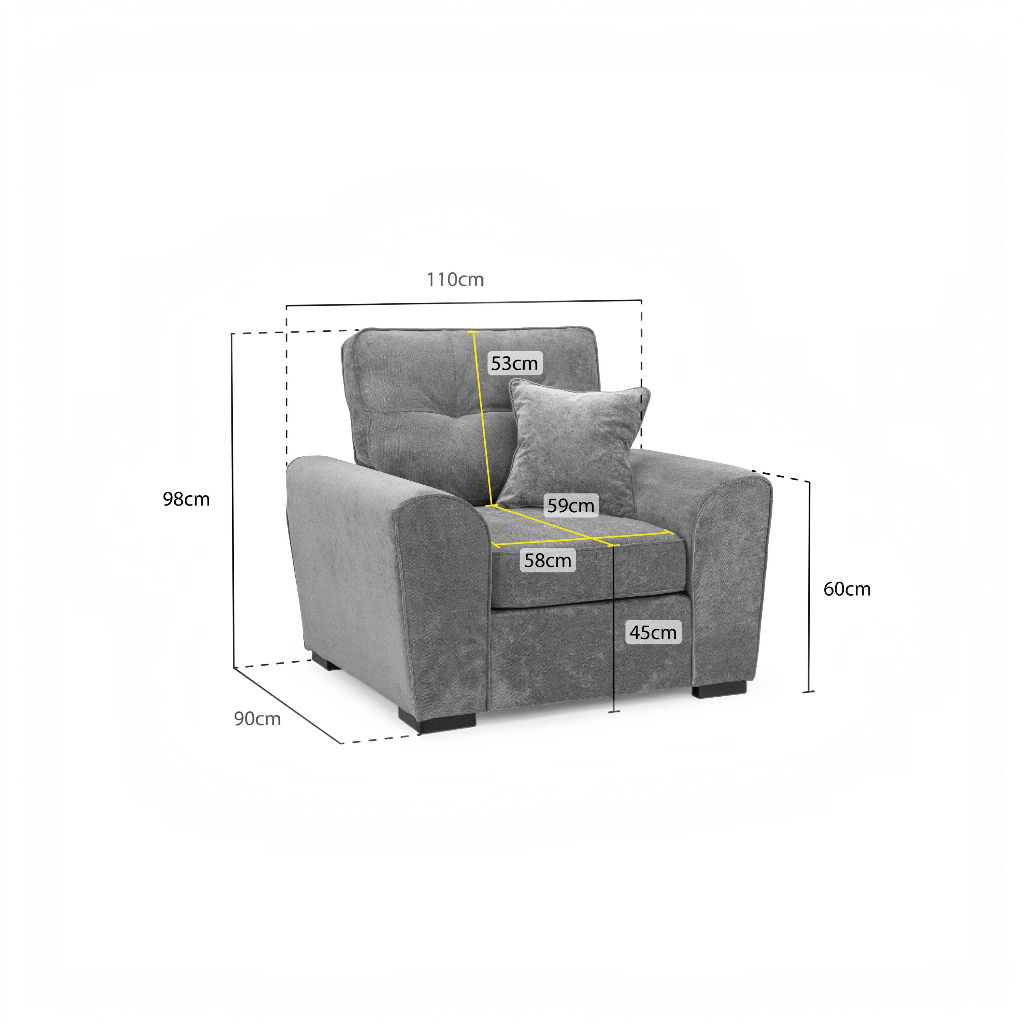 Maxwell Grey Fabric Armchair