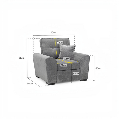 Maxwell Grey Fabric Armchair