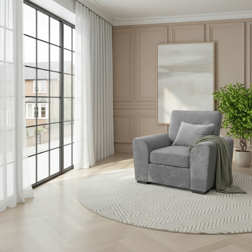 Maxwell Grey Fabric Armchair