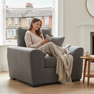 Maxwell Grey Fabric Armchair
