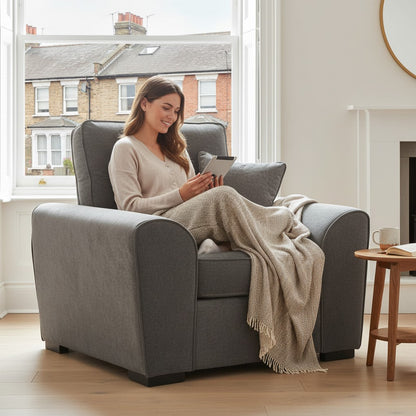 Maxwell Grey Fabric Armchair