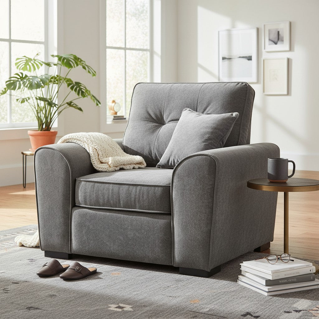 Maxwell Grey Fabric Armchair