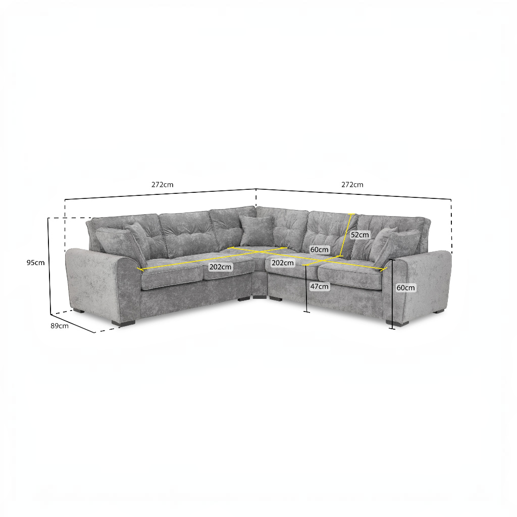 Maxwell Grey Fabric Large Corner Sofa