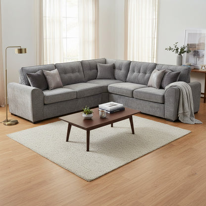 Maxwell Grey Fabric Large Corner Sofa