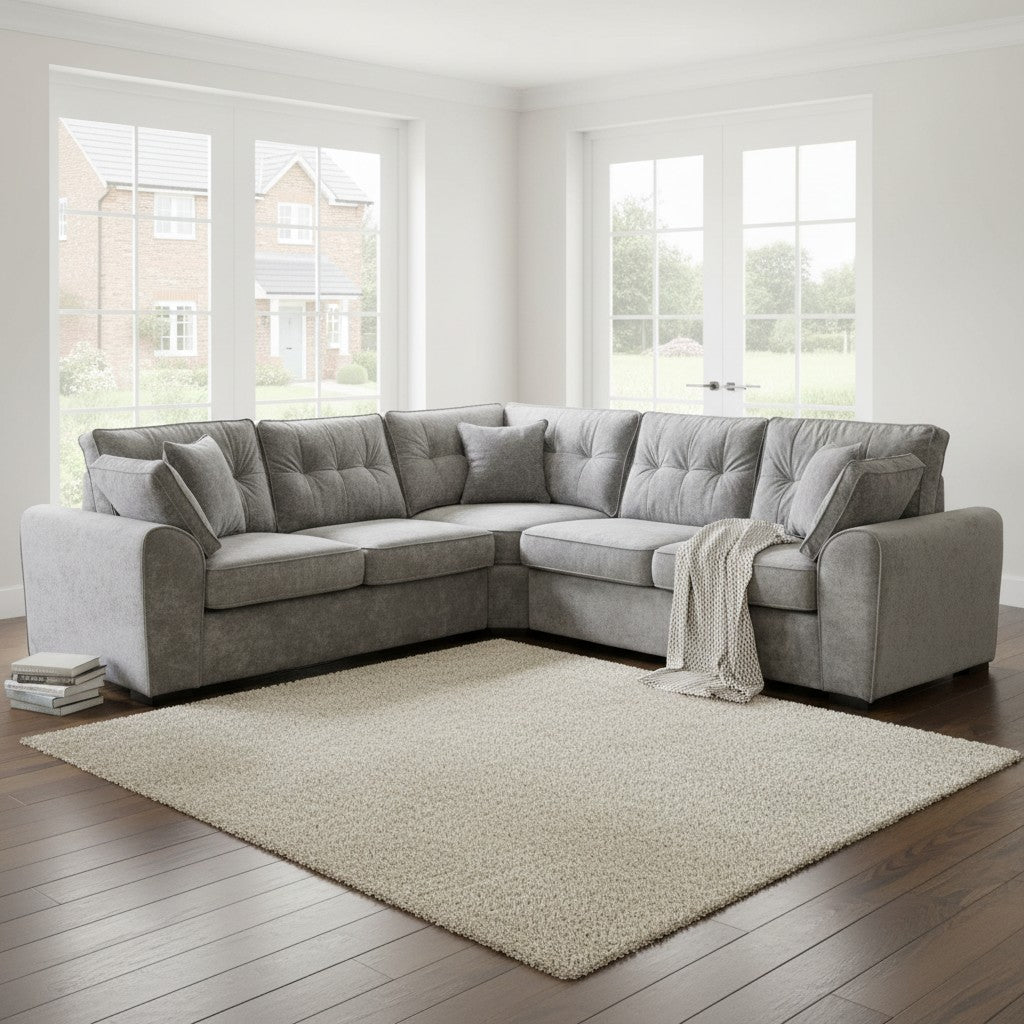 Maxwell Grey Fabric Large Corner Sofa