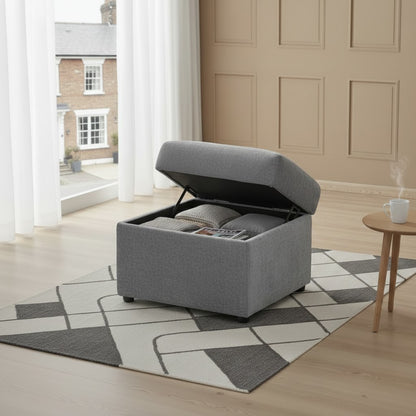 Maxwell Grey Fabric Storage Footstool
