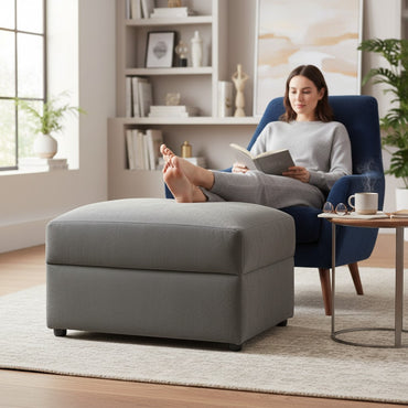 Maxwell Grey Fabric Storage Footstool