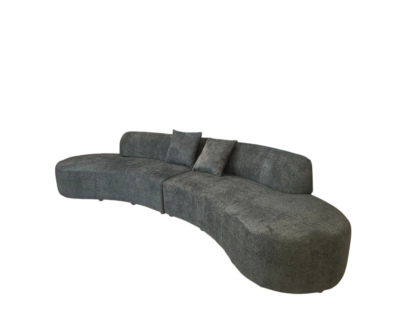 Miami Curved Cinema Boucle Sofa In Blush Pink Fabric