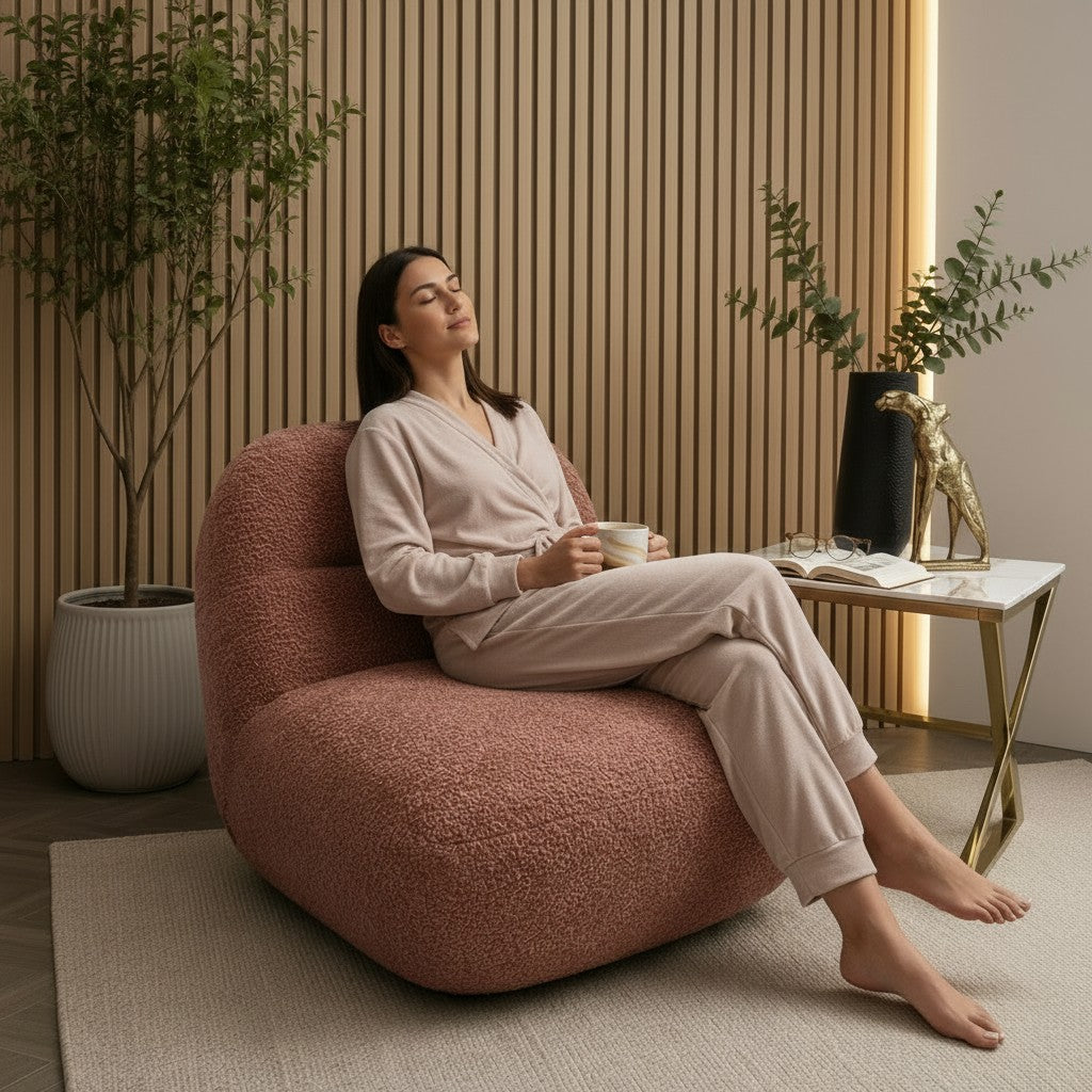 Miami Swivel Accent Armchair In Blush Orange Fabric