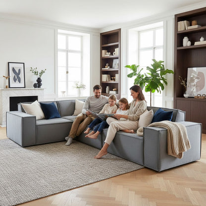 Midland Corner Sofa In Pebble Grey Velvet Fabric