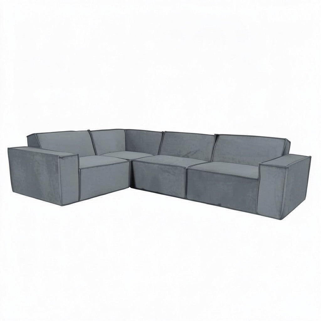 Midland Corner Sofa In Pebble Grey Velvet Fabric