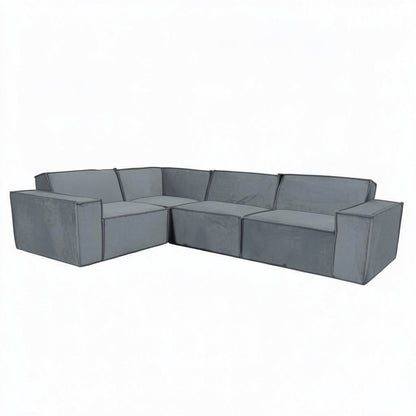 Midland Corner Sofa In Pebble Grey Velvet Fabric