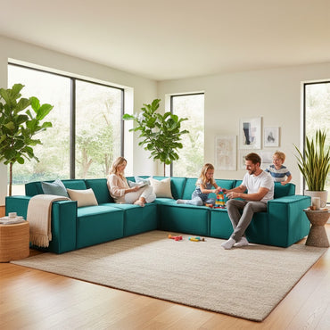 Midland Corner Sofa In Teal Green Velvet Fabric