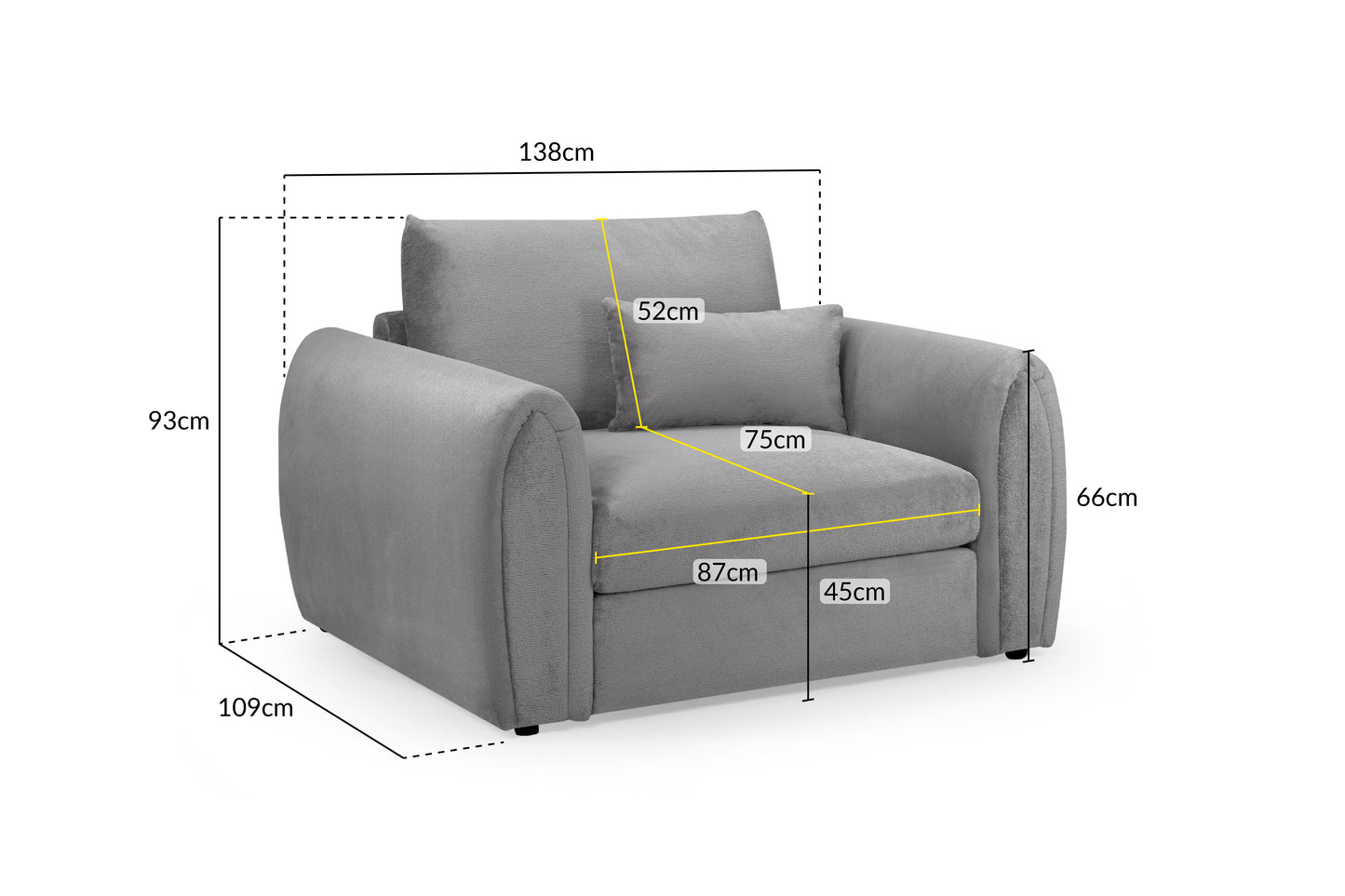 Mirabel Grey Fabric Armchair