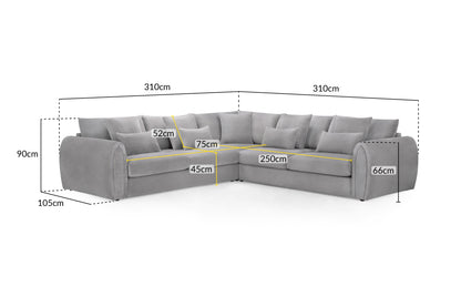 Mirabel Grey Fabric Large Corner Sofa
