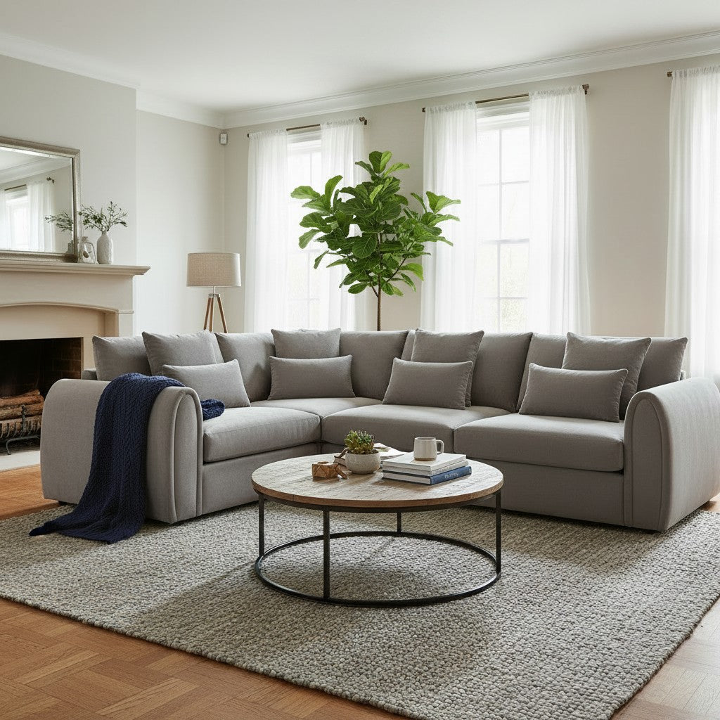 Mirabel Grey Fabric Left Hand L-Shape Corner Sofa