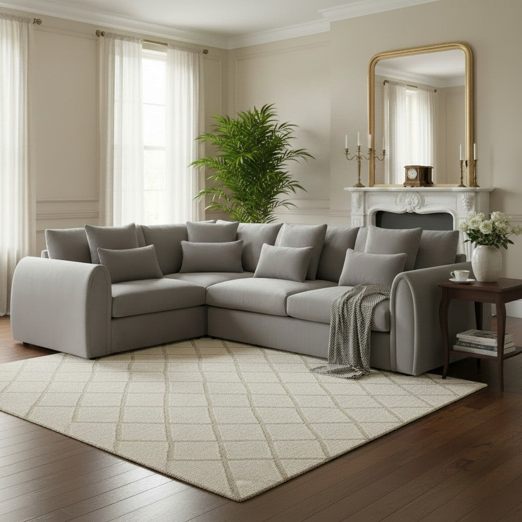 Mirabel Grey Fabric Left Hand L-Shape Corner Sofa