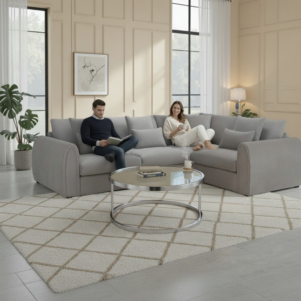 Mirabel Grey Fabric Right Hand L-Shape Corner Sofa