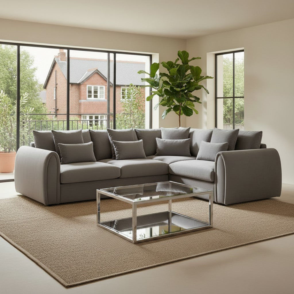 Mirabel Grey Fabric Right Hand L-Shape Corner Sofa