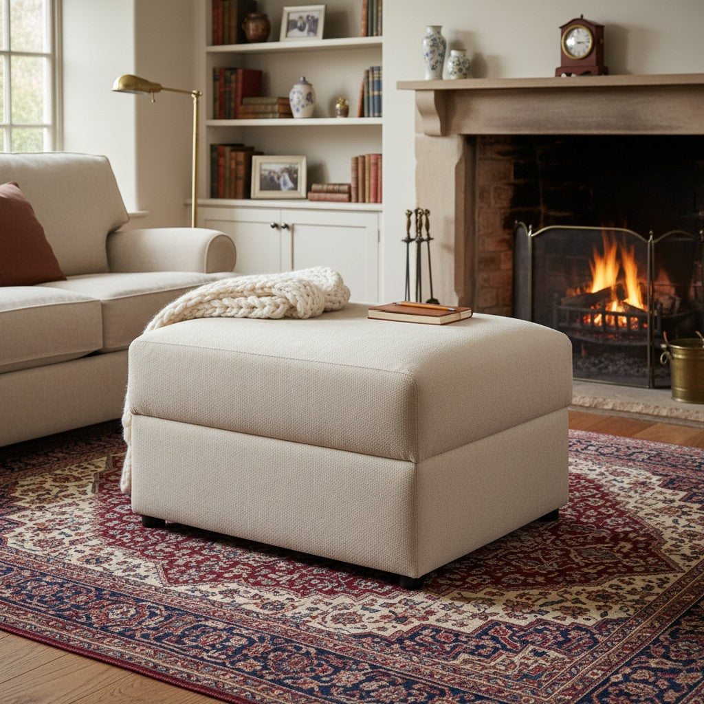 Mirabel Mocha Brown Fabric Storage Footstool