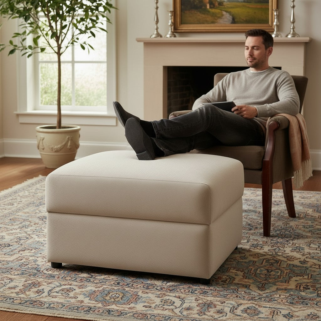 Mirabel Mocha Brown Fabric Storage Footstool