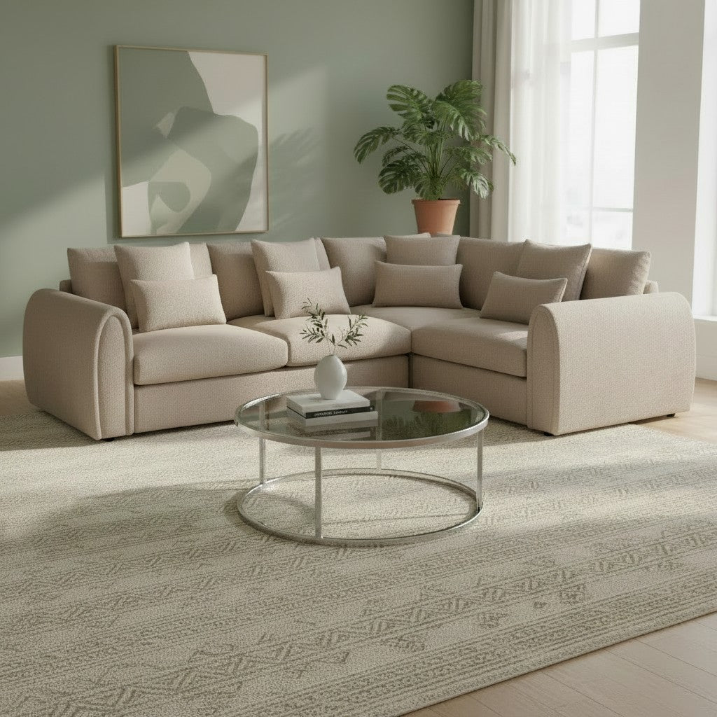 Mirabel Mocha Brown Fabric Right Hand Facing Corner Sofa