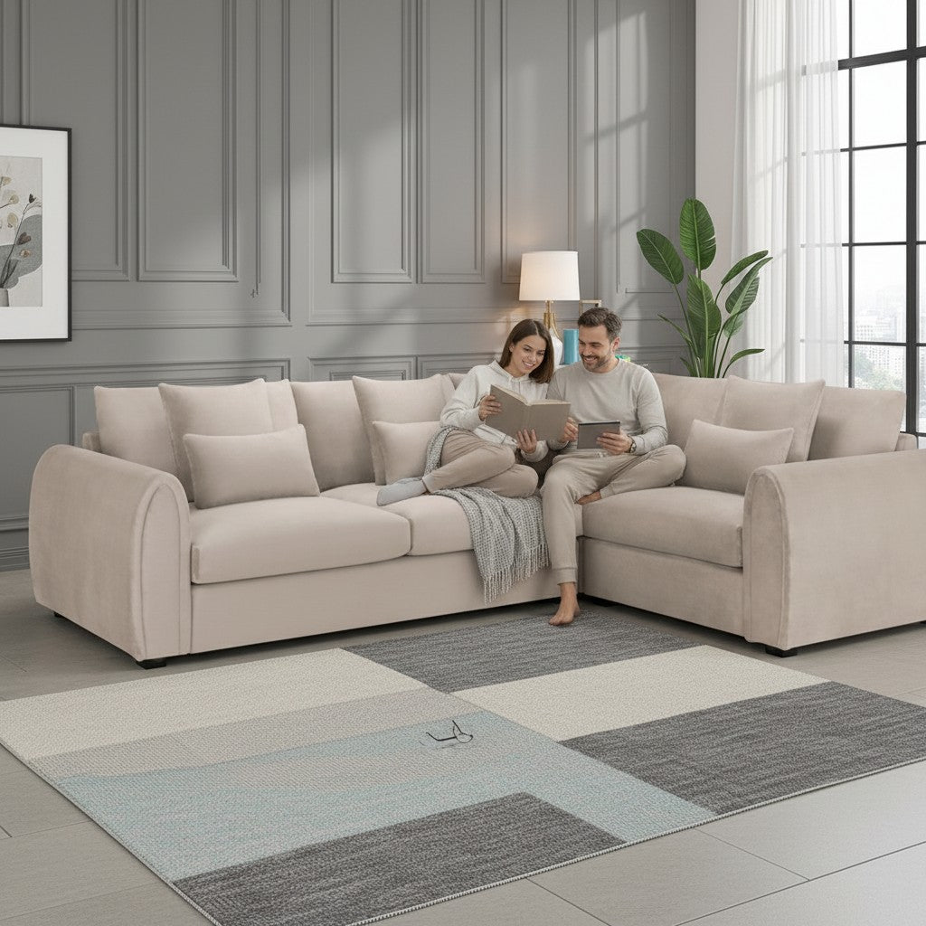 Mirabel Mocha Brown Fabric Right Hand Facing Corner Sofa