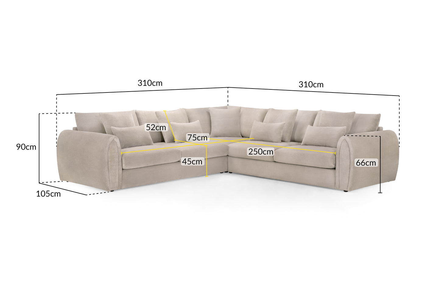 Mirabel Mocha Brown Fabric Large Corner Sofa