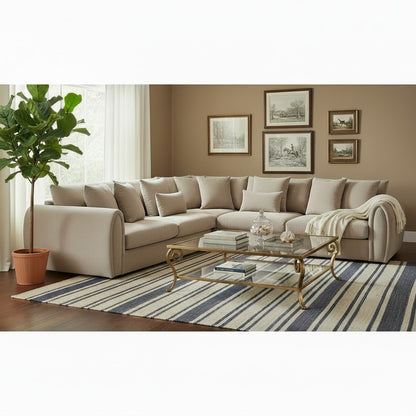Mirabel Mocha Brown Fabric Large Corner Sofa