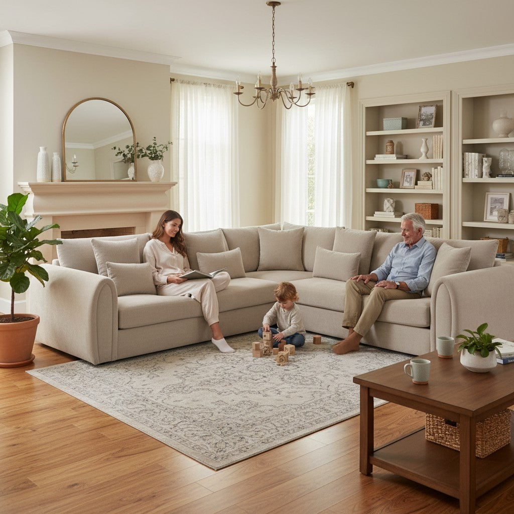 Mirabel Mocha Brown Fabric Large Corner Sofa