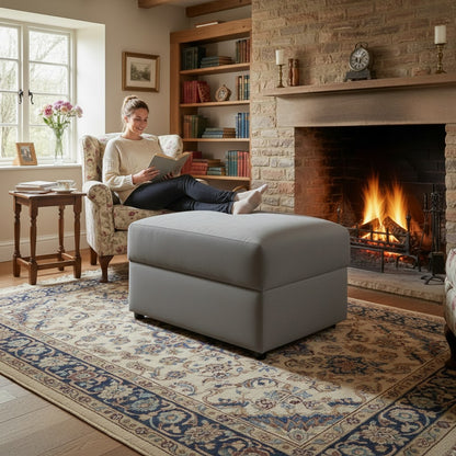 Mirabel Grey Fabric Storage Footstool