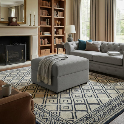 Mirabel Grey Fabric Storage Footstool