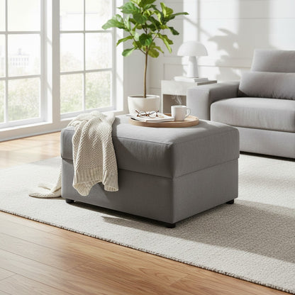 Mirabel Grey Fabric Storage Footstool
