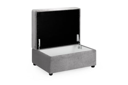 Mirabel Grey Fabric Storage Footstool