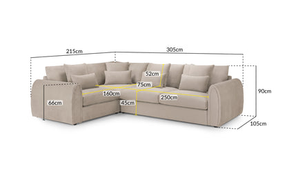 Mirabel Mocha Brown Fabric Left Hand L-Shape Corner Sofa