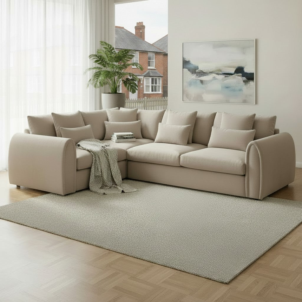 Mirabel Mocha Brown Fabric Left Hand L-Shape Corner Sofa