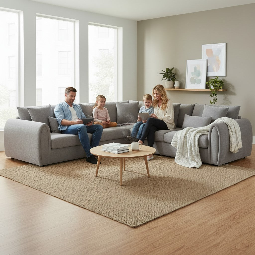 Mirabel Grey Fabric Large Corner Sofa