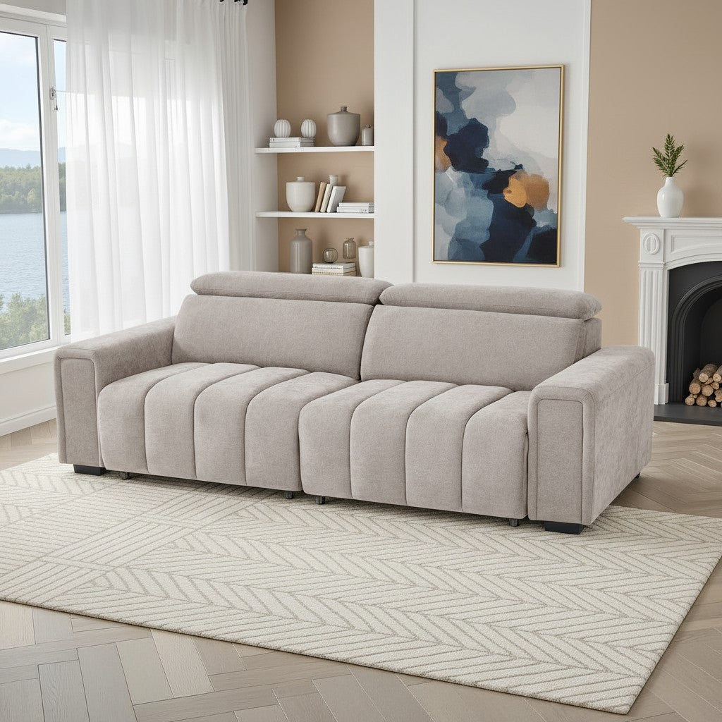 Molly Electric Sofabed Beige Fabric 3 Seater Sofa