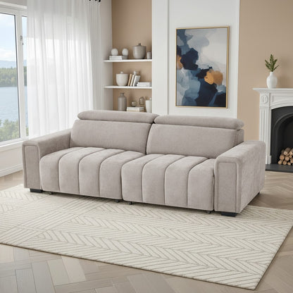 Molly Electric Sofabed Beige Fabric 3 Seater Sofa